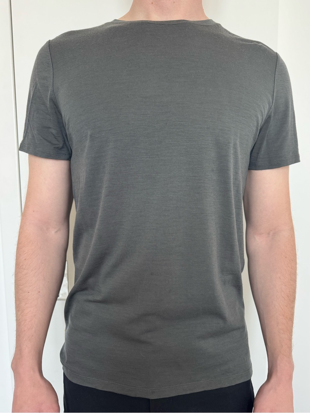 Olivers Short-Sleeve Crew T-shirt Charcoal Gray Merino Wool Classic Minimalist M